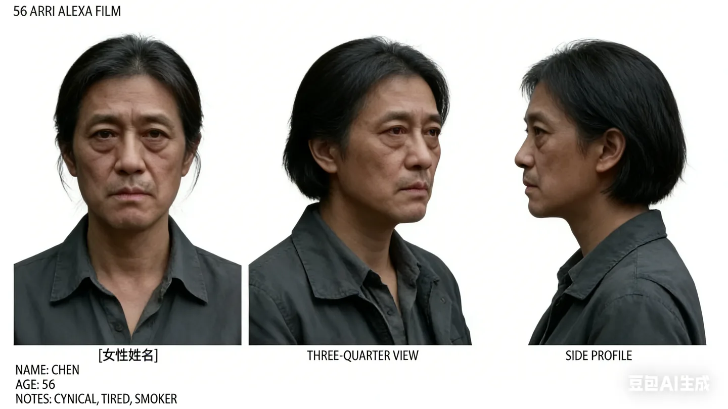 图片展示了56岁女性角色陈的 ，