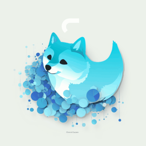 图片展示的是LeiaPix Converter应用场景中的动态头像效果。画面中是一只卡通风格的蓝色狗狗，背景为浅色，狗狗周围环绕着大小不一的蓝色圆点，部分圆点带有白色高光，整体呈现出一种动态的视觉效果。该图片与文档中“应用场景”部分的动态头像内容相关，直观呈现了LeiaPix Converter在动态头像方面的应用效果。